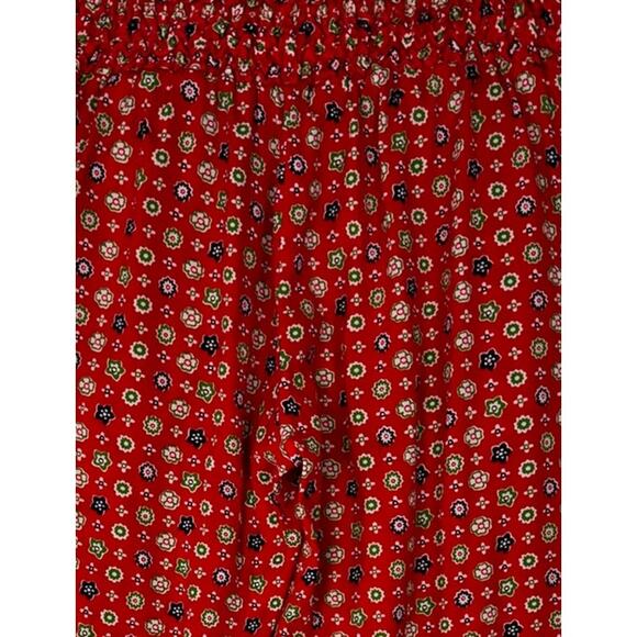 Aerie Small Red Green Mulitcolor Patterned Pants 100% Polyester with Pockets - Picture 10 of 11